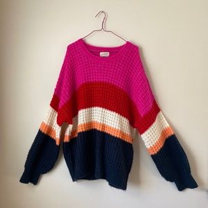 Fun colorblock sweater with chunky knit